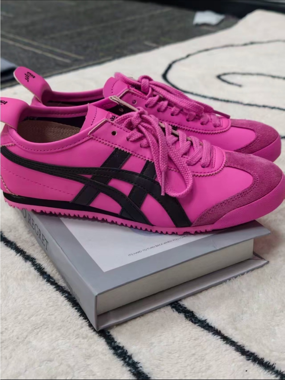 Onitsuka Tiger by Asics Women's Hot Pink Sneakers with Black Stripes